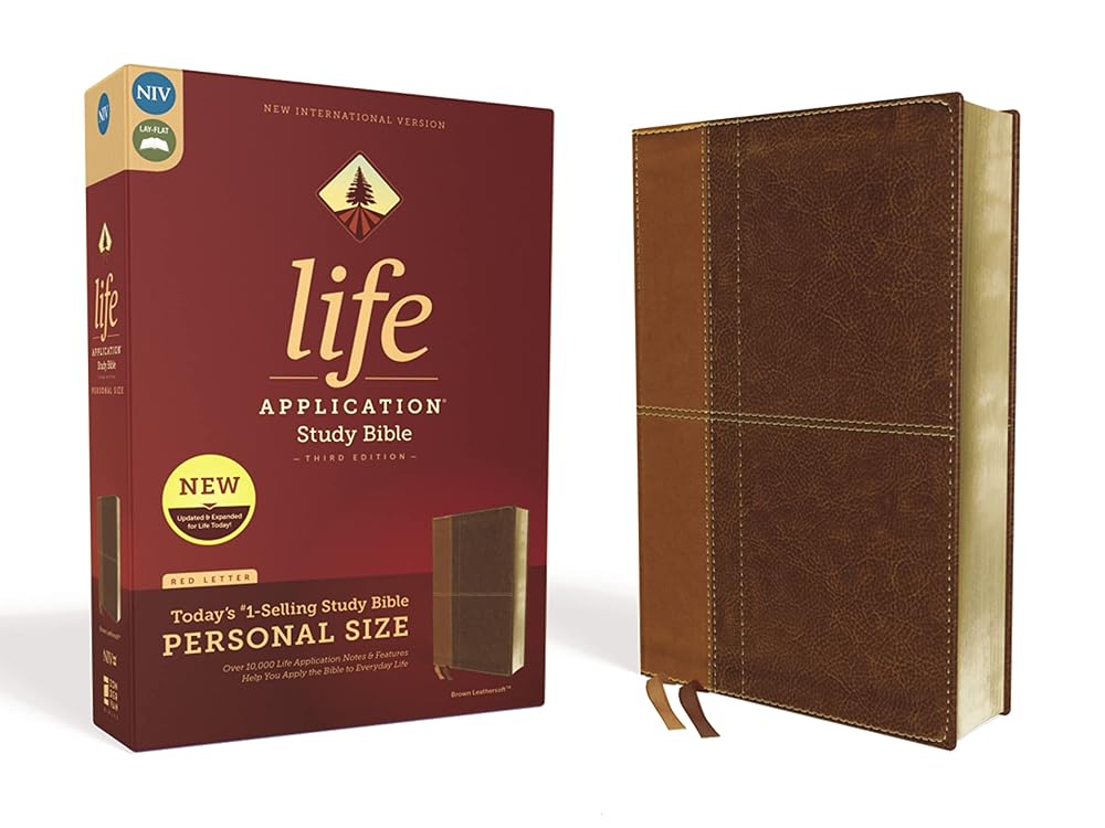 NIV, Life Application Study Bible, Third Edition, Personal Size, Leathersoft, Brown, Red Letter cover