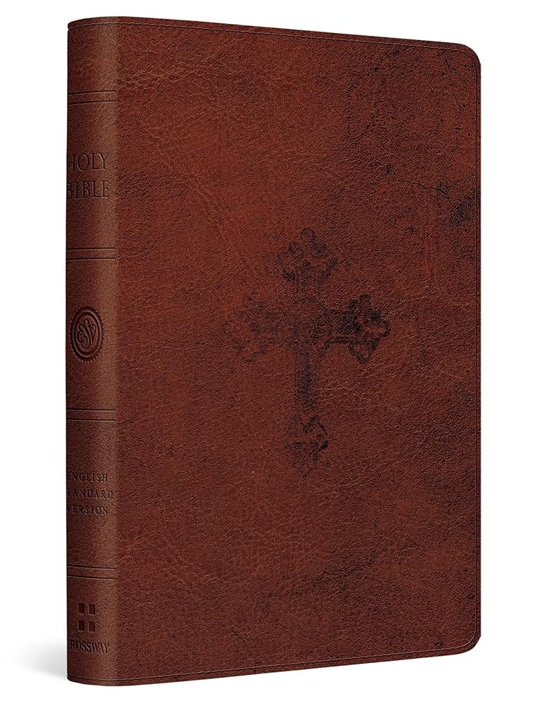 ESV Compact Bible (TruTone, Walnut, Weathered Cross Design)